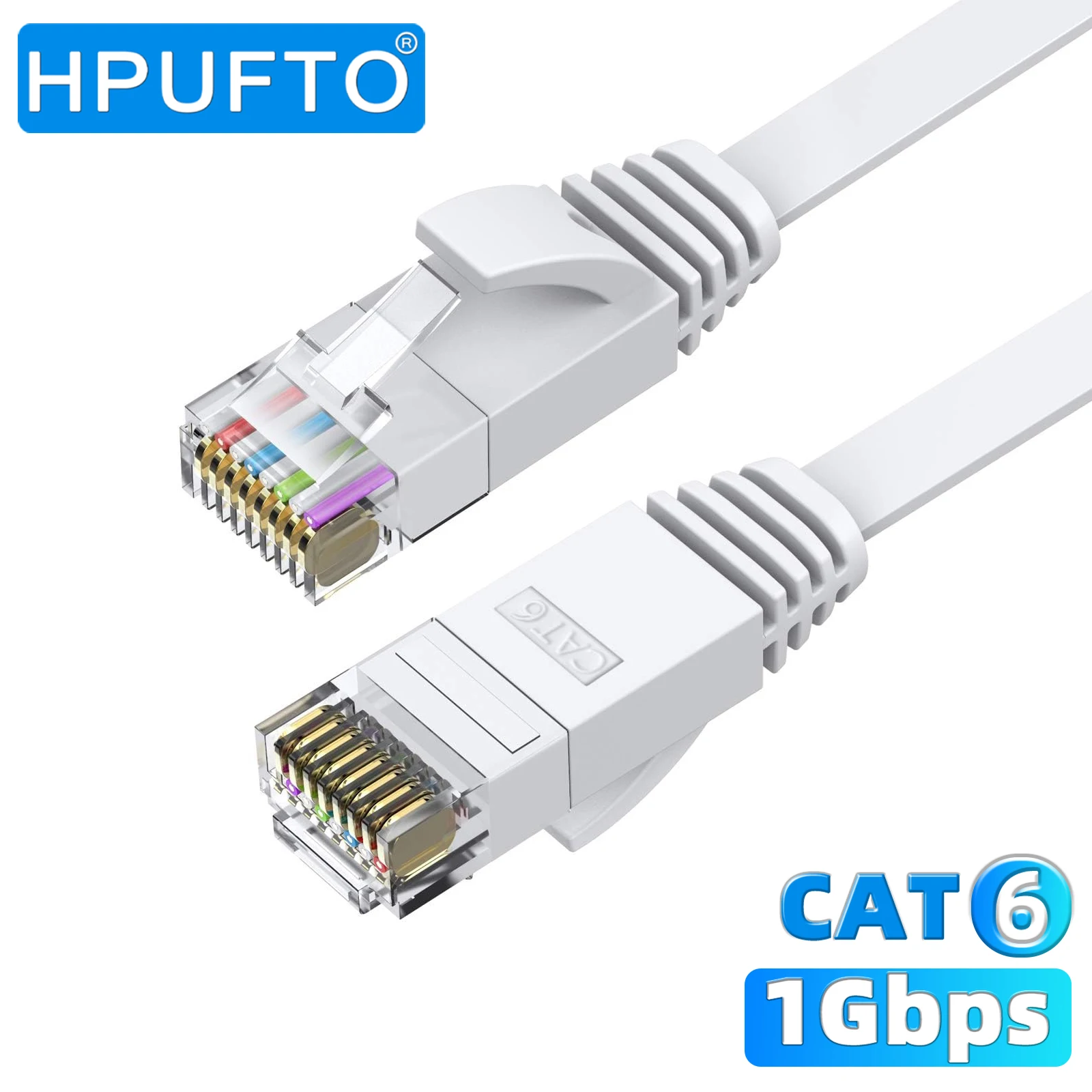 Kabel Ethernet Cat 6 Płaskie kable sieciowe Cat6 Ethernet Patch Cable Krótki biały komputerowy kabel LAN z…