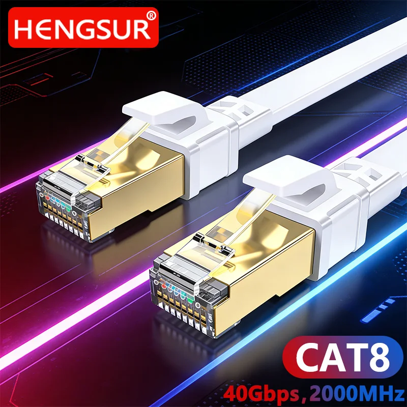 Kabel Ethernet CAT8 40Gbps 2000MHz Szybki RJ45 do Gier Płaski i Okrągły do Internetu PS5 Router Smart TV… Kabel Ethernet CAT8 40Gbps 2000MHz Szybki RJ45 do Gier Płaski i Okrągły do Internetu PS5 Router Smart TV…