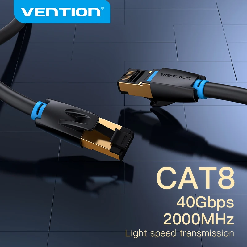 Kabel Ethernet Vention Cat8 SFTP 40Gbps 2000MHz Cat 8 RJ45 Kabel Sieciowy Patch Cord do Routera Modemu…