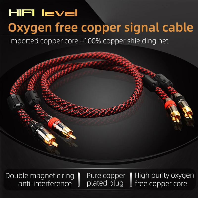 Kabel Hi-Fi RCA wysokiej jakości 4N OFC HIFI 2RCA-2RCA męski-męski, kabel audio z niezależnym ekranowaniem… Kabel Hi-Fi RCA wysokiej jakości 4N OFC HIFI 2RCA-2RCA męski-męski, kabel audio z niezależnym ekranowaniem…