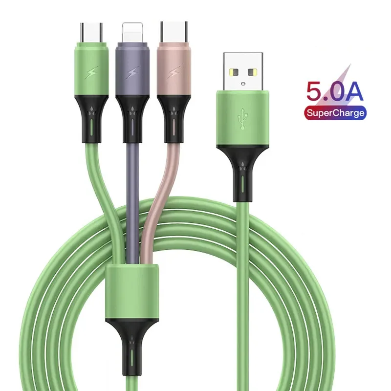 Kabel ładujący 3 w 1 typu C/Micro b/iPhone Macarone do iPhone’a Huawei Samsung Smart Phone Kabel ładujący 3 w 1 typu C/Micro b/iPhone Macarone do iPhone’a Huawei Samsung Smart Phone
