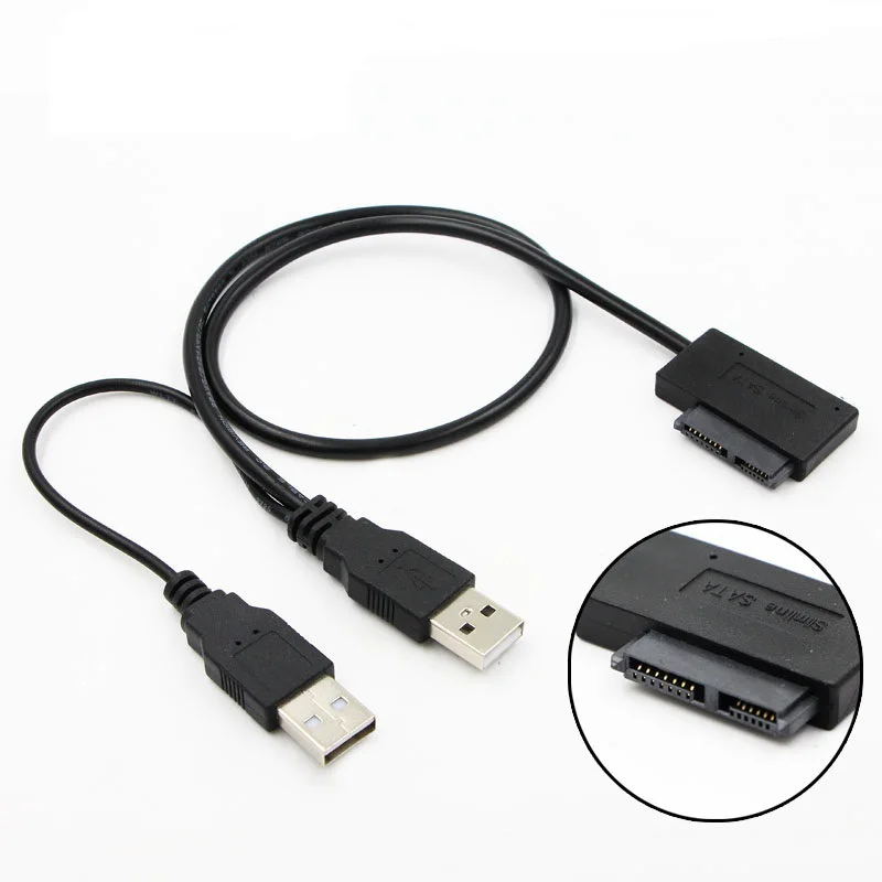 Kabel przejściowy SATA na USB 2.0 6pin+7pin 13pin Zewnętrzny kabel zasilający do laptopa Napęd optyczny CD/DVD…