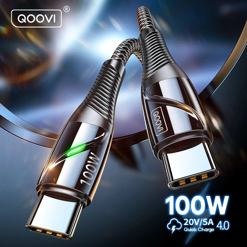 Kabel QOOVI PD 100W USB C do USB Typu C do ładowania laptopa Macbook, szybkie ładowanie dla iPhone 15, Xiaomi… Kabel QOOVI PD 100W USB C do USB Typu C do ładowania laptopa Macbook, szybkie ładowanie dla iPhone 15, Xiaomi…