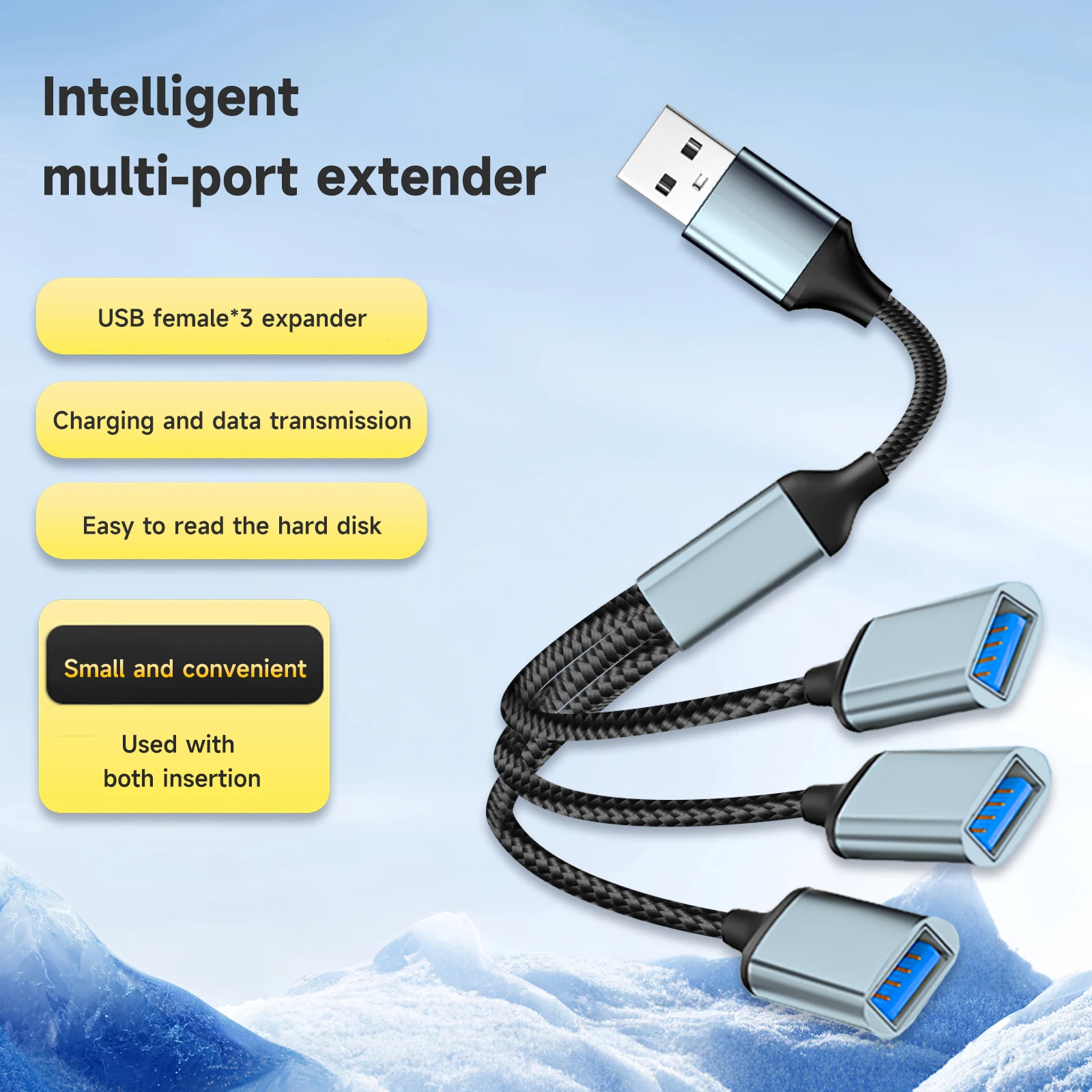 Kabel rozdzielacza USB 1 na 3 wyjścia, koncentrator rozszerzeń USB-A, konwerter rozszerzeń z wieloma portami… Kabel rozdzielacza USB 1 na 3 wyjścia, koncentrator rozszerzeń USB-A, konwerter rozszerzeń z wieloma portami…