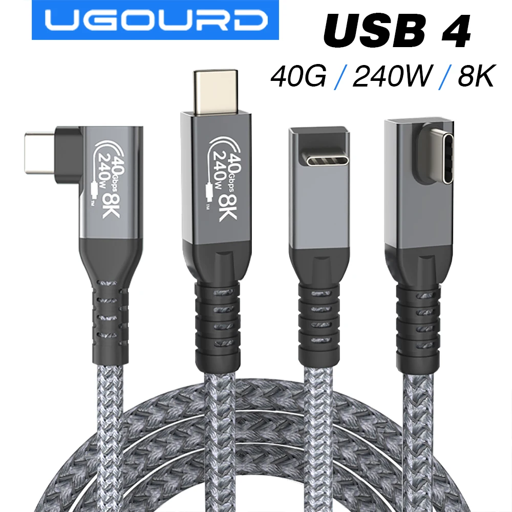 Kabel Thunderbolt USB 4 z kątowym złączem 90 stopni, 40 Gbps, USB4, typ C, kabel do transferu danych… Kabel Thunderbolt USB 4 z kątowym złączem 90 stopni, 40 Gbps, USB4, typ C, kabel do transferu danych…