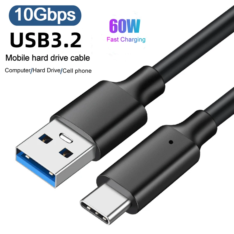Kabel USB 3.2 10Gbps Typ C USB A do Typu C 3.2 do Transferu Danych, Kabel USB C do Dysku SSD, Kabel PD 60W 3A…