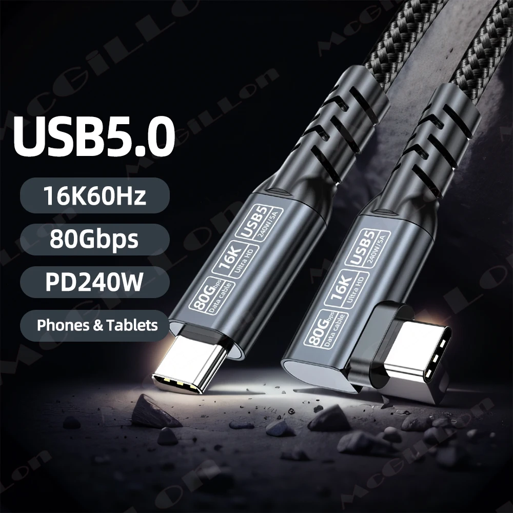 Kabel USB 90 stopni z kątowym złączem, 80 Gbps USB 5.0, Typ C do C, przewód do transmisji danych, PD 5A 240W… Kabel USB 90 stopni z kątowym złączem, 80 Gbps USB 5.0, Typ C do C, przewód do transmisji danych, PD 5A 240W…