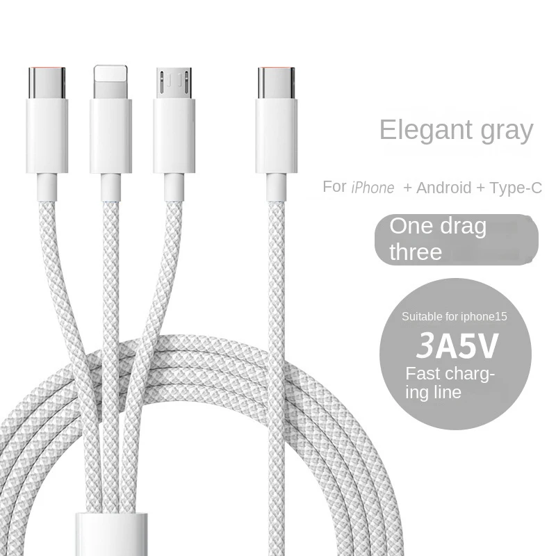 Kabel USB do szybkiego ładowania 3 w 1 100 W do Xiaomi iPhone Poco Micro Type C Kabel do ładowania Wiele…