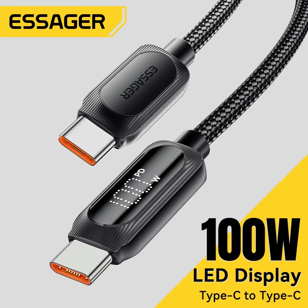 Kabel USB Typ C do USB Typ C Essager 100W 5A PD Szybkie Ładowanie Przewód do Macbook Xiaomi Samsung Kabel z…