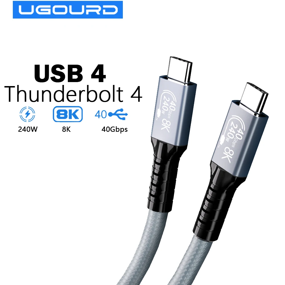 Kabel USB4 UGOURD 40Gbps 240W Thunderbolt 4 Type C Kabel do szybkiego ładowania Thunderbolt3 USB C do C Kabel…