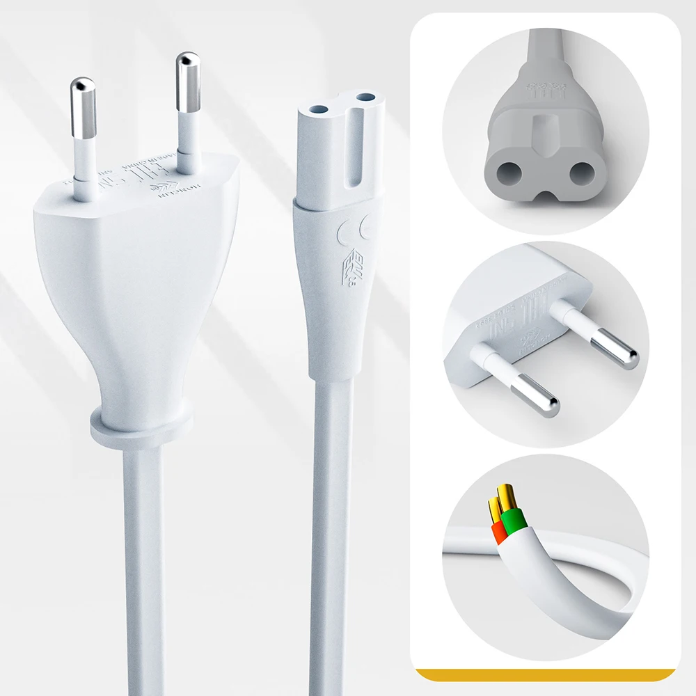Kabel zasilający Premium Euro Power Cord TPE 2-Prong EU do wtyczki Figure 8 IEC C7 do XiaoMi PS5 PS4 Apple TV…