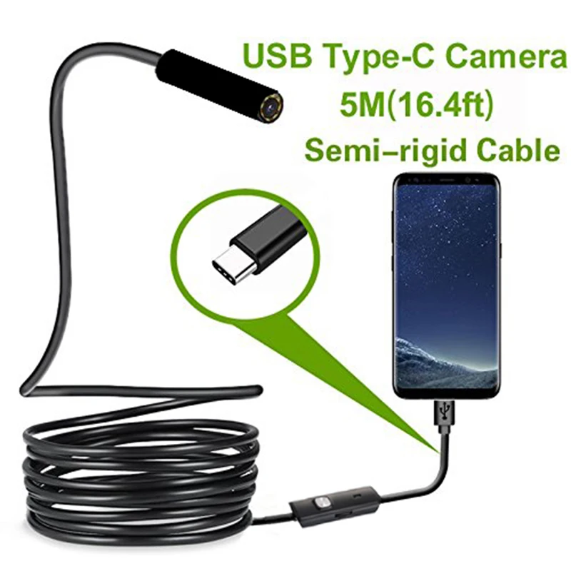 Kamera endoskopowa USB typu c z systemem Android 7,0 mm Twardy kabel PC Telefon z systemem Android Endoskop…