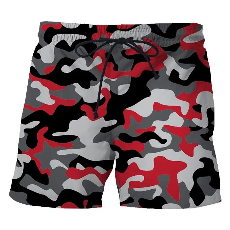 Kamuflażowe krótkie spodnie z nadrukiem 3D Męskie spodenki sportowe na świeżym powietrzu Moda unisex Casual…