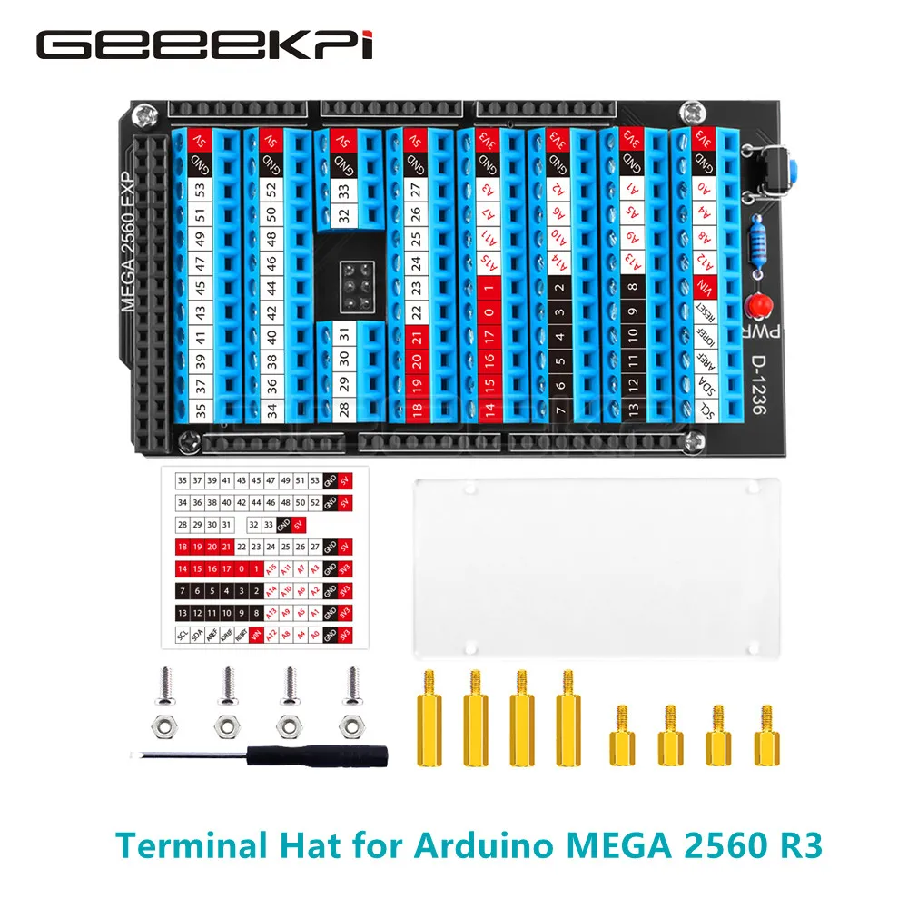 Kapelusz Arduino dla Arduino MEGA 2560 R3 Przycisk resetowania kapelusza terminala i wskaźnik LED Akrylowy…