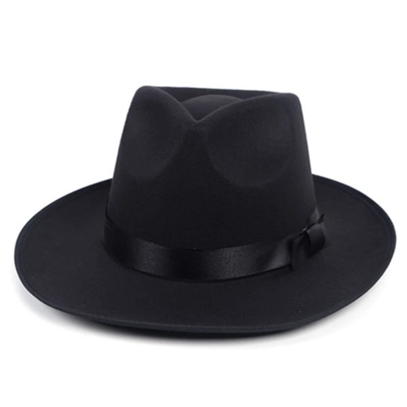 Kapelusz Fedora retro cylinder Brytyjski kapelusz jazzowy męski kapelusz Michael Jackson jesienno-zimowy…