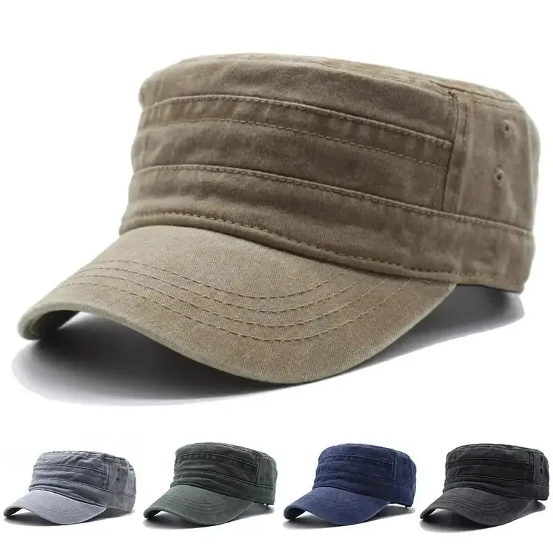 Kapelusz Mężczyźni Wędkarstwo Retro Do Old Wash Jeans Big Head Bib Flat Top Hat Outdoor Casual Tie-In Female…