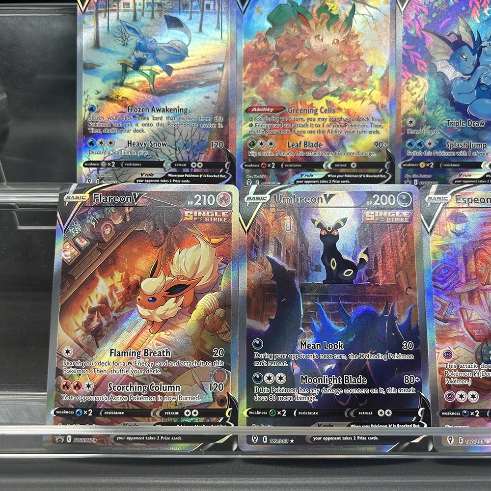 Karta kolekcjonerska PTCG 2021, angielska, rodzina Eevee, Umbreon, Espeon, Flareon, Vaporeon, Leafeon…