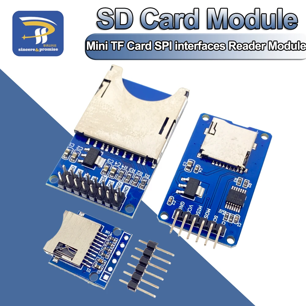 Karta Micro SD Mini moduł czytnika kart TF interfejsy SPI z układem konwertera poziomu 5 V/3,3 V dla Arduino… Karta Micro SD Mini moduł czytnika kart TF interfejsy SPI z układem konwertera poziomu 5 V/3,3 V dla Arduino…