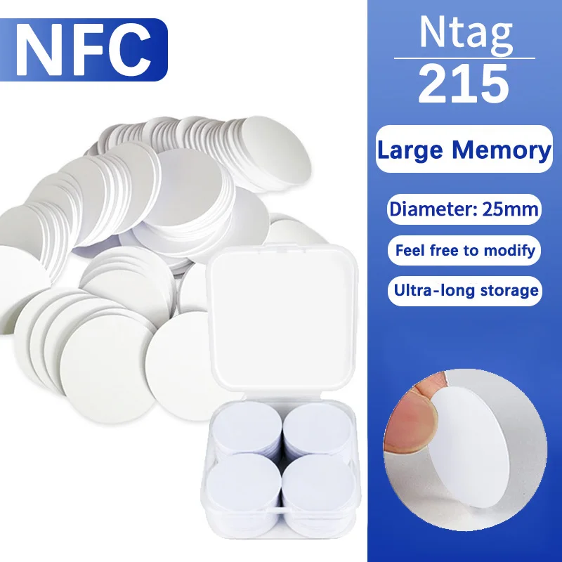 Karta NFC Ntag215 13.56MHz NFC Coin Bonding Card Badge ISO/EC14443A 25mm Wodoodporna PVC 215 Elektroniczne…