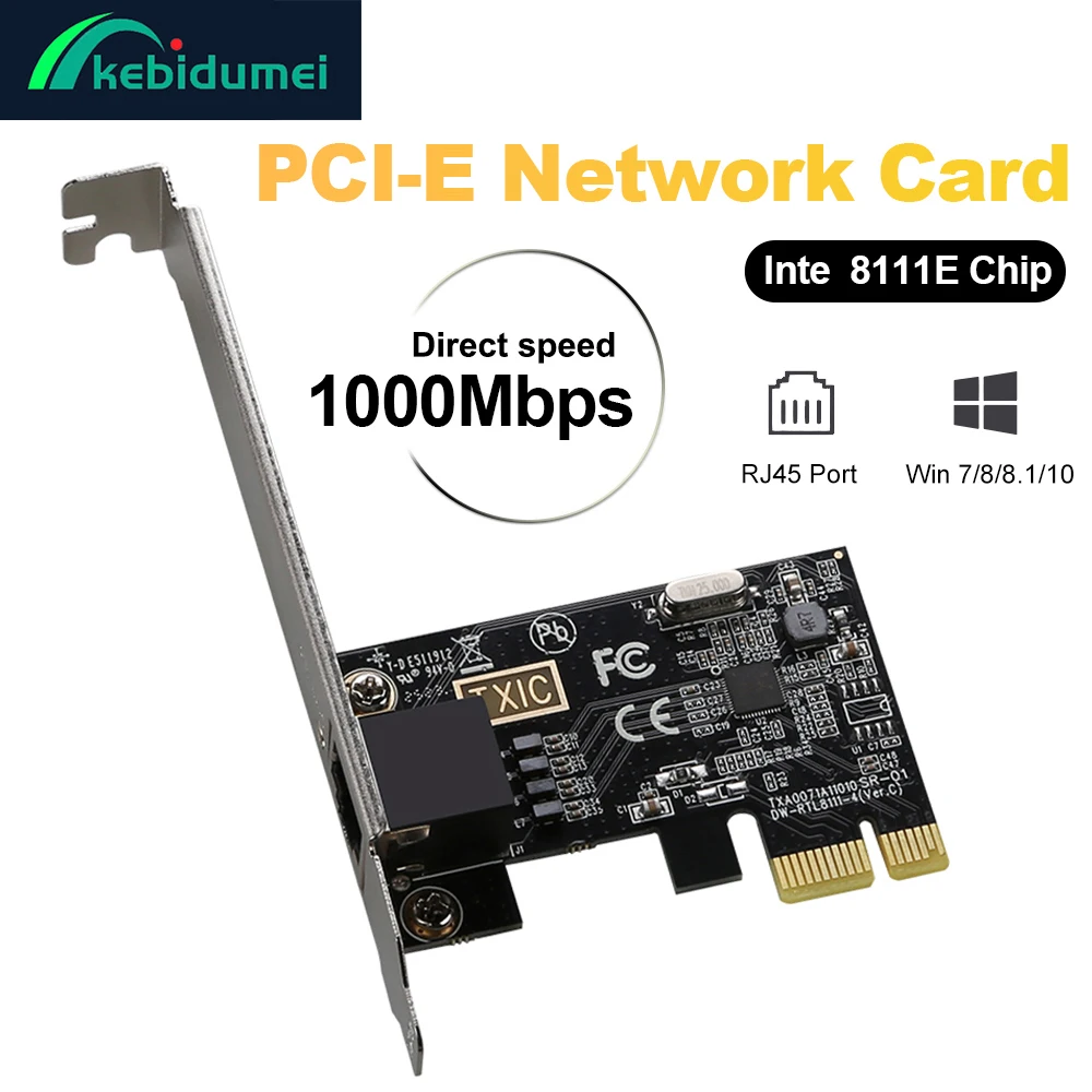 Karta sieciowa Kebidumei 1000Mbps PCIe do RJ45 Inte 8111E Gigabit Ethernet PCI Express Adapter Karta sieciowa… Karta sieciowa Kebidumei 1000Mbps PCIe do RJ45 Inte 8111E Gigabit Ethernet PCI Express Adapter Karta sieciowa…