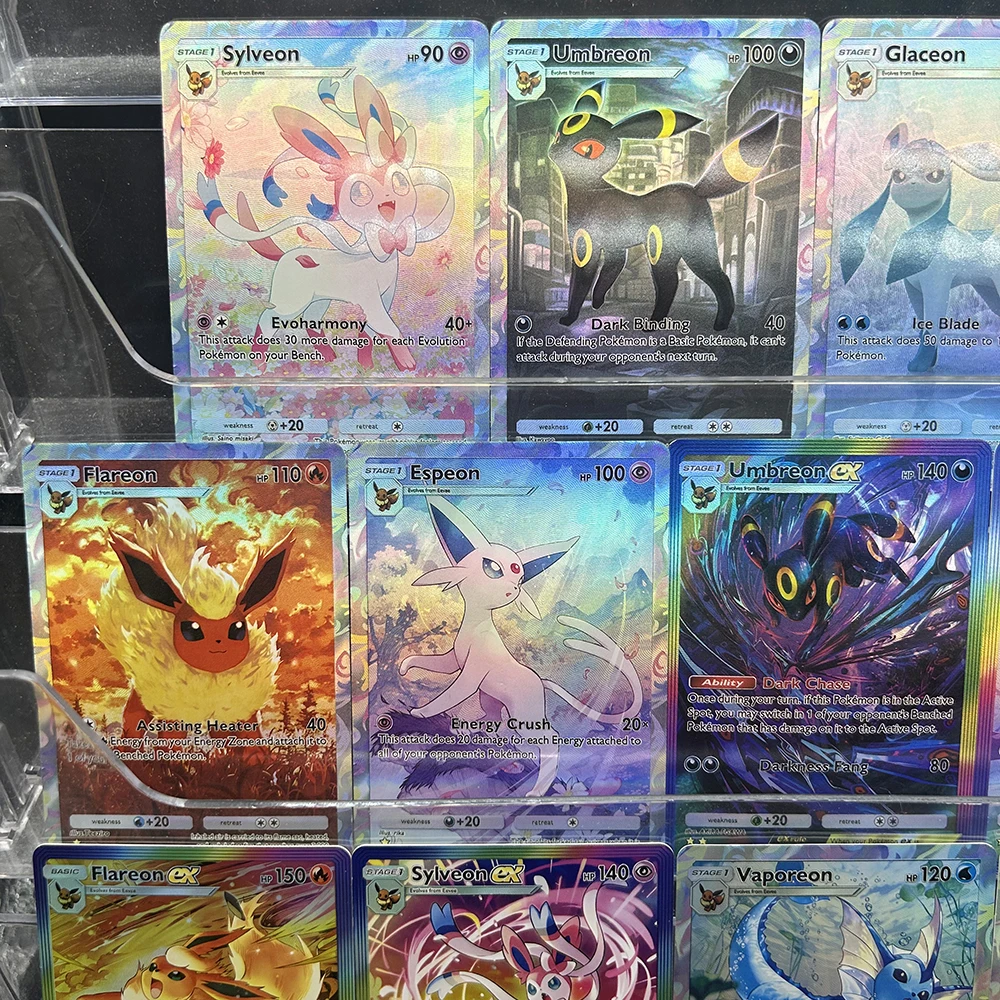 Karty kolekcjonerskie DIY Cartoon PTCG Ex Anime Wysoka Jakość Eeveelution Umbreon Sylveon Glaceon Gra Bitewna… Karty kolekcjonerskie DIY Cartoon PTCG Ex Anime Wysoka Jakość Eeveelution Umbreon Sylveon Glaceon Gra Bitewna…