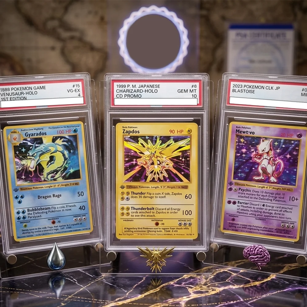 Karty Kolekcjonerskie Pocket Monsters DIY 1999 PTCG Wersja Angielska Zapdos Mewtwo Gyarados Karta Oceniania…