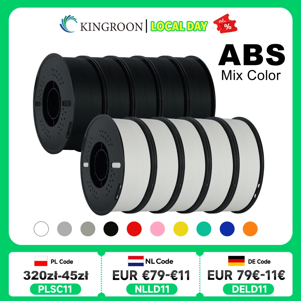 KINGROON 5KG (11LBS) Filament ABS 1.75mm Wysoka Wytrzymałość i Trwałość Materiał do Drukarek 3D Czarny Biały… KINGROON 5KG (11LBS) Filament ABS 1.75mm Wysoka Wytrzymałość i Trwałość Materiał do Drukarek 3D Czarny Biały…
