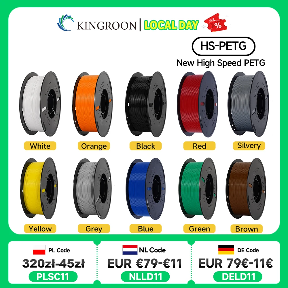 KINGROON najnowszy HS-PETG filament do drukarki 3D 1.75mm szybki materiał do druku 3D Hyper PETG 5KG 10KG Mix… KINGROON najnowszy HS-PETG filament do drukarki 3D 1.75mm szybki materiał do druku 3D Hyper PETG 5KG 10KG Mix…