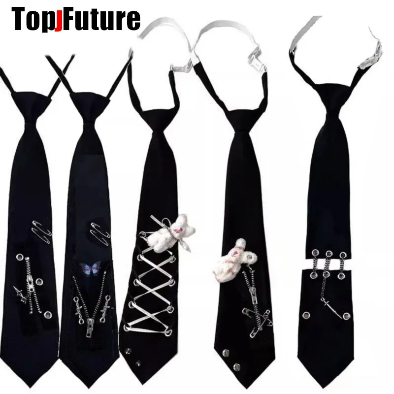 Kobiety Mężczyźni Gothic Punk Pre-Tied Y2K Girl Boys Ties Japanese Style Shirt School Student Uniform Necktie… Kobiety Mężczyźni Gothic Punk Pre-Tied Y2K Girl Boys Ties Japanese Style Shirt School Student Uniform Necktie…