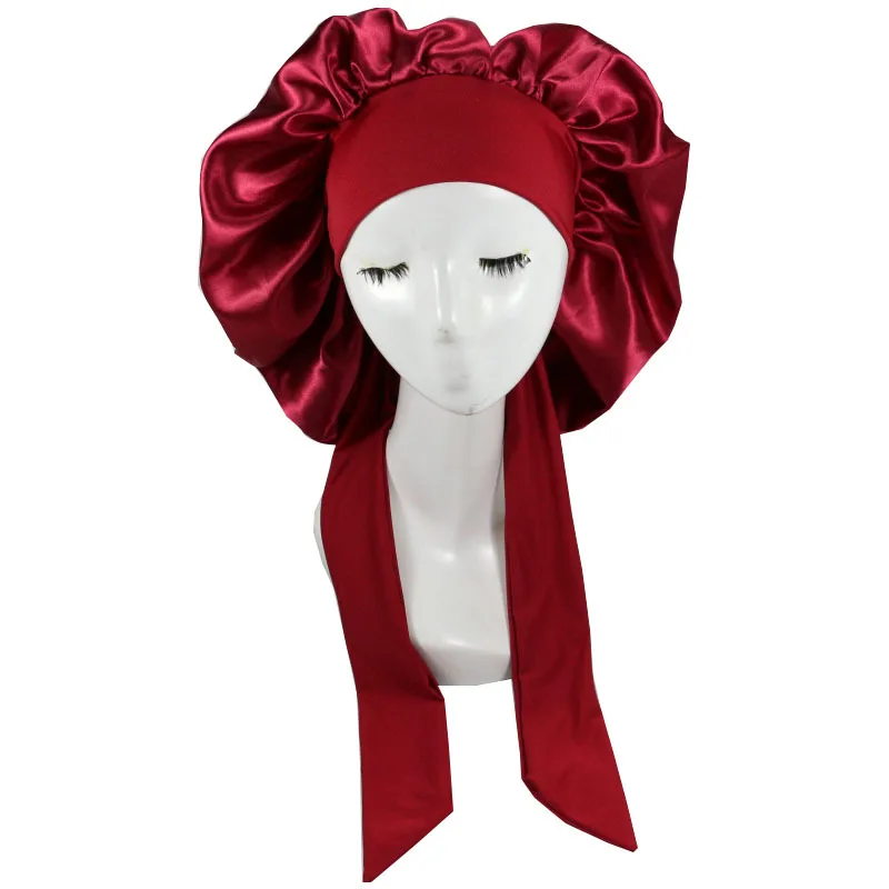 Kobiety Satin Solid Sleeping Hat Night Sleep Cap Hair Care Bonnet Nightcap Dla Kobiet Mężczyzn Unisex Cap…
