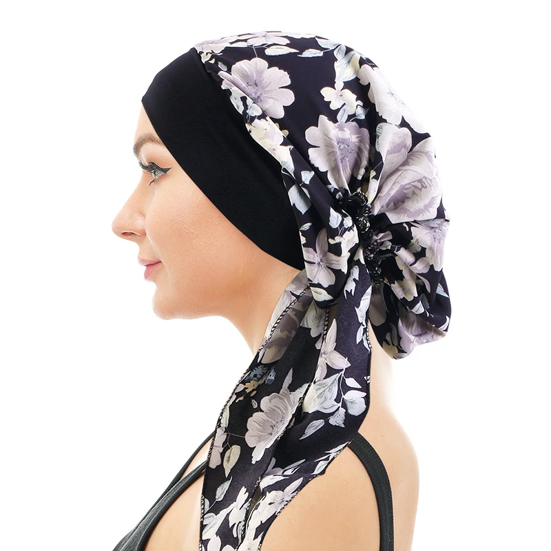 Kobiety wstępnie wiązane turban czapka chustka na głowę muzułmański hidżab rak chemo kwiatowy nadruk nakrycie…