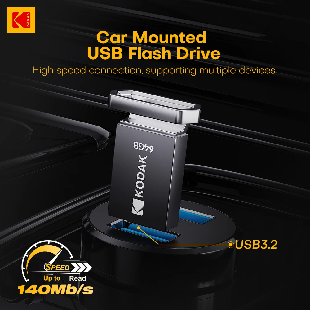 Kodak Samochodowy Pendrive USB 32GB 64GB 128GB USB3.2 Gen 1 Mini Metalowy U-disk do Smartfona PC Komputera…
