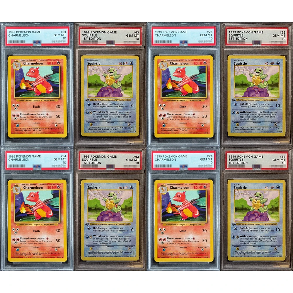 Kolekcja kart do gry Proxy PTCG z 1999 roku, oceniona, Charmander, Squirtle, pierwsza edycja, 24/63, klasa… Kolekcja kart do gry Proxy PTCG z 1999 roku, oceniona, Charmander, Squirtle, pierwsza edycja, 24/63, klasa…