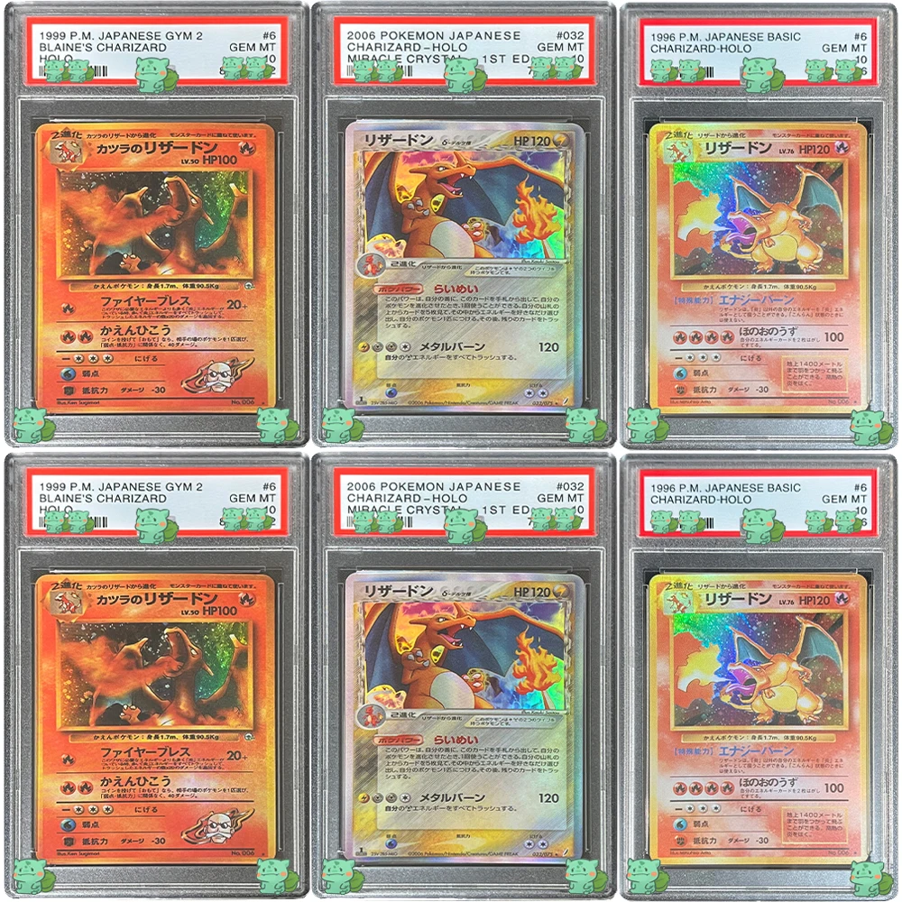 Kolekcja kart do gry PTCG DIY z 1999 roku, japońska edycja Gym 2, Charizard Holo Blaina 032/6, Gem Mt 10… Kolekcja kart do gry PTCG DIY z 1999 roku, japońska edycja Gym 2, Charizard Holo Blaina 032/6, Gem Mt 10…