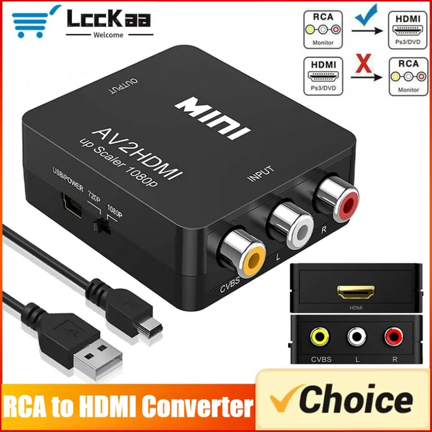 Konwerter RCA na HDMI z kablem USB Adapter AV na HDMI 1080P AV2HDMI AV/CVSB na HDMI kompatybilny z… Konwerter RCA na HDMI z kablem USB Adapter AV na HDMI 1080P AV2HDMI AV/CVSB na HDMI kompatybilny z…