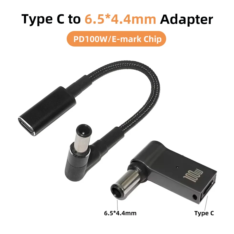 Konwerter wtyczki USB typu C o mocy 100 W z żeńskiego złącza USB C na 6,5 x 4,4 6,5 * 4,4 mm Adapter złącza…