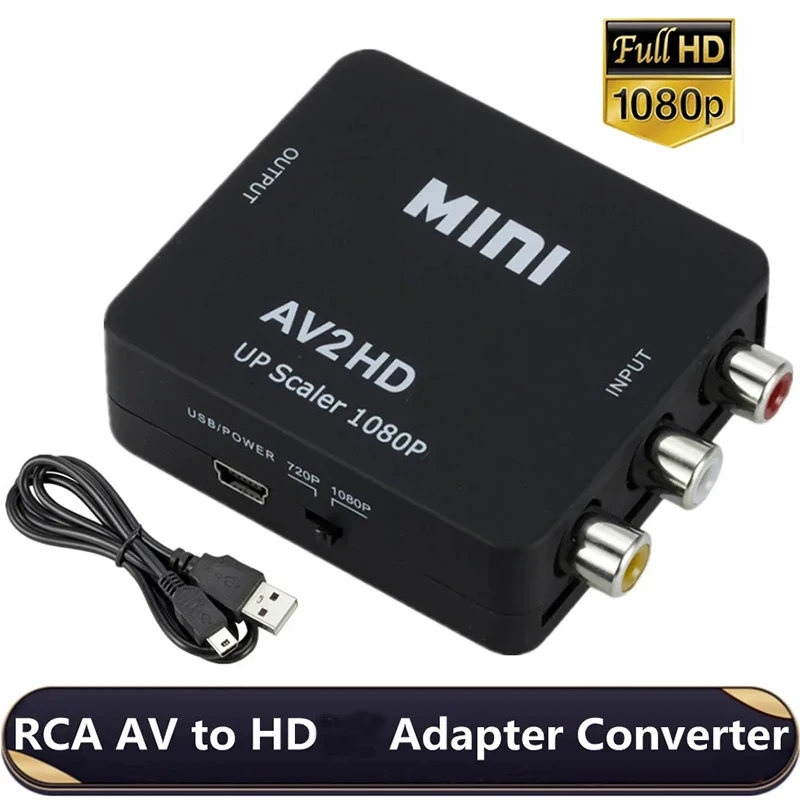 Konwerter zgodny z RCA AV/CVSB L/R videobox HD 1080P 1920*1080 podpórka NTSC PAL wyjście AV do HDMI Konwerter zgodny z RCA AV/CVSB L/R videobox HD 1080P 1920*1080 podpórka NTSC PAL wyjście AV do HDMI