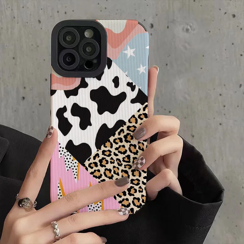 Kreatywne etui z silikonu w kształcie krowy leoparda na iPhone’a 16 15 14 13 17 Pro Max Air 11 12 Mini…