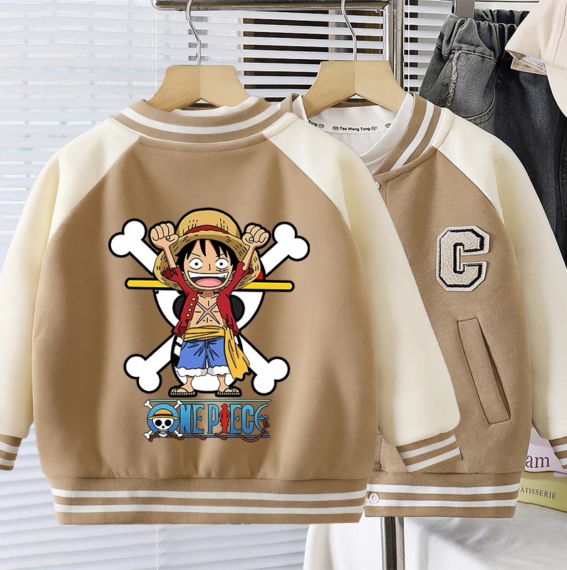 Kurtka dziecięca One Piece, anime, bejsbolówka, haftowane litery, rozpinana, wiosenno-jesienna, chłopięca…