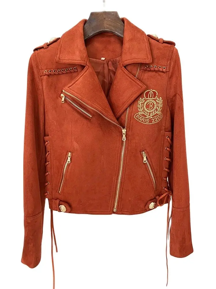 Kurtka motocyklowa HIGH STREET, najnowszy model 2026 F/W, damska, sznurowana, z logo, zdobiona koralikami, ze…