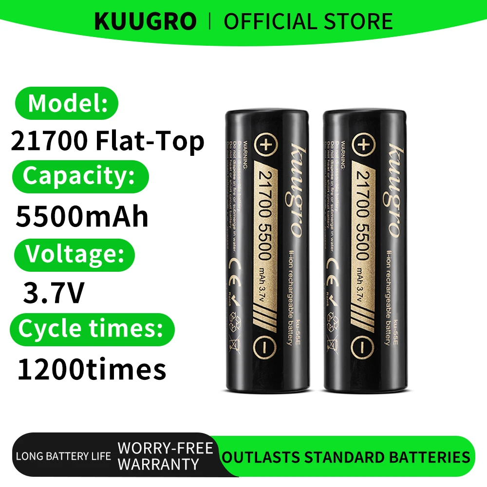 Kuugro ku-55E 21700 5500mAh Akumulator 3.7V 3C rozładowanie Akumulatory o dużej mocy Do urządzeń o dużej mocy Kuugro ku-55E 21700 5500mAh Akumulator 3.7V 3C rozładowanie Akumulatory o dużej mocy Do urządzeń o dużej mocy