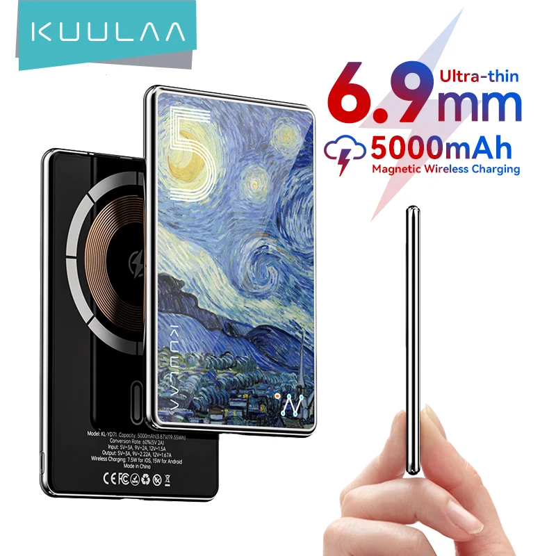 KUULAA Magnetyczny Power Bank 5000mAh Magnetyczna Bezprzewodowa Ładowarka do Telefonu Bateria Zewnętrzna 20W…