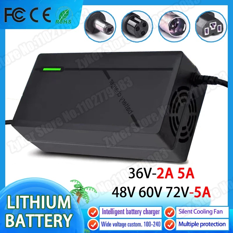 Ładowarka 36V 48V 60V 72V 2A 5A Akumulator litowy 42 54.6 67.2 84V 10 13 16 20S Inteligentna inteligentna…
