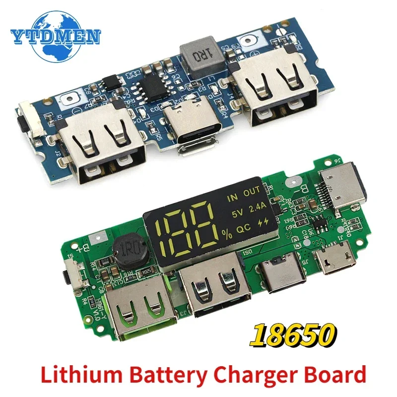 Ładowarka do baterii litowej LED Dual USB 5V 2.4A Micro/Type-C USB Mobile Power Bank 18650 Moduł ładowania…