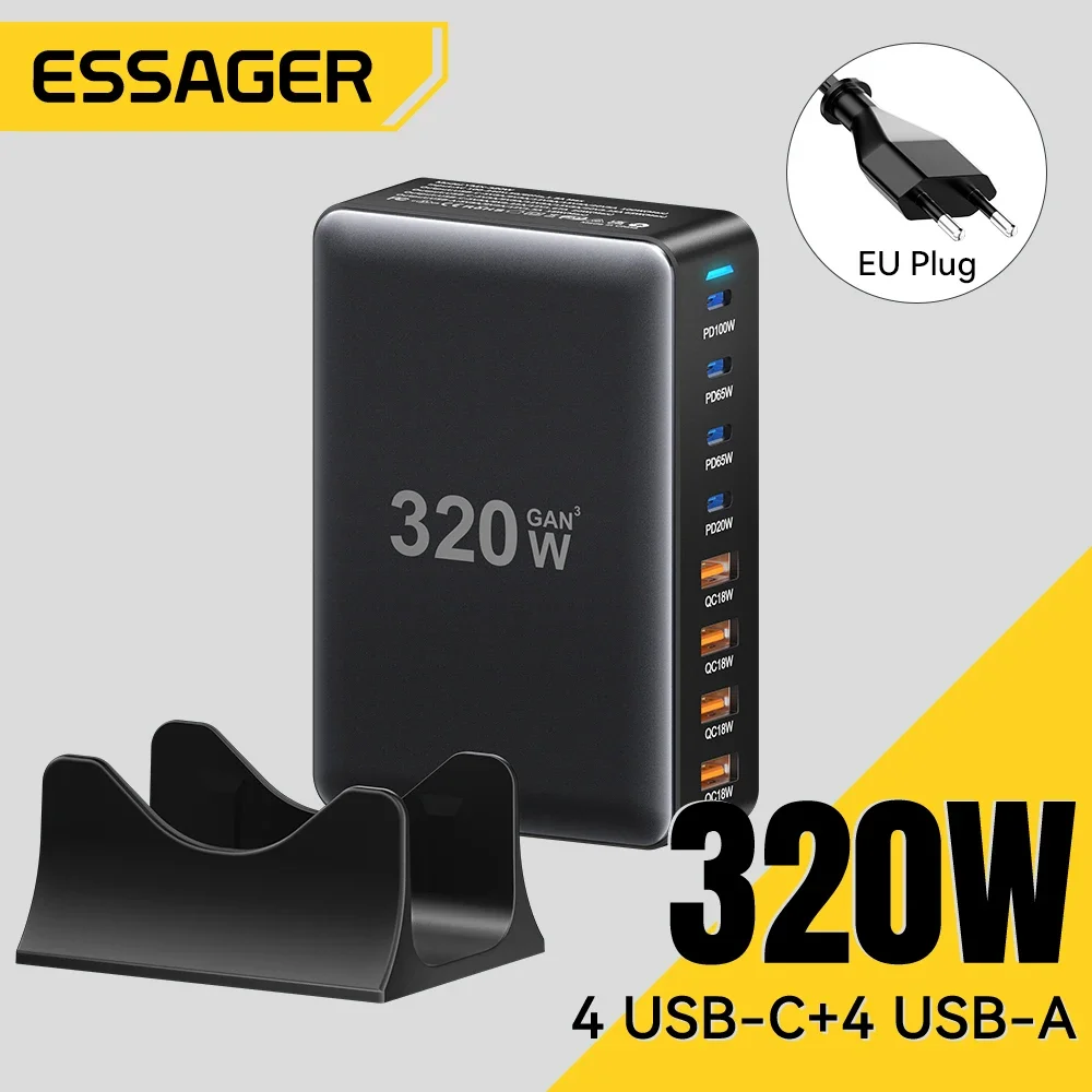 Ładowarka Essager 320W GaN z 8 portami USB typu C, biurkowa stacja ładująca PD 100W z szybkim ładowaniem do… Ładowarka Essager 320W GaN z 8 portami USB typu C, biurkowa stacja ładująca PD 100W z szybkim ładowaniem do…