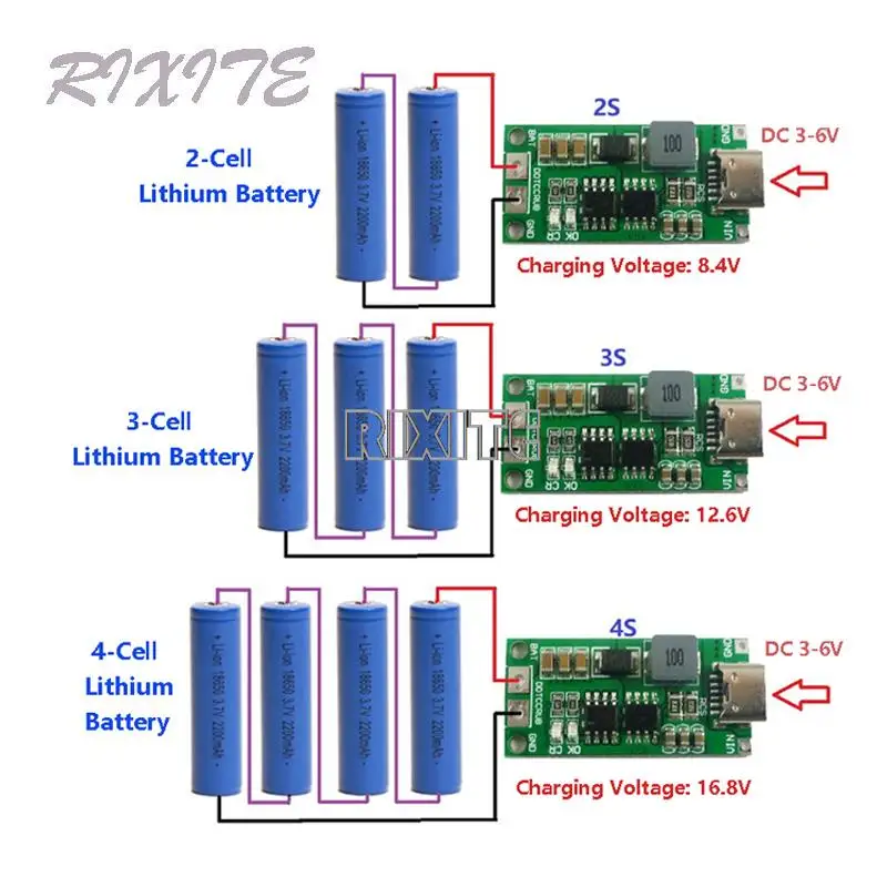 Ładowarka litowa typu C BMS 2S 3S 4S 1A 2A 4A 18650 USB C Step-up Boost Module do Li-Po Polymer Power Bank Ładowarka litowa typu C BMS 2S 3S 4S 1A 2A 4A 18650 USB C Step-up Boost Module do Li-Po Polymer Power Bank