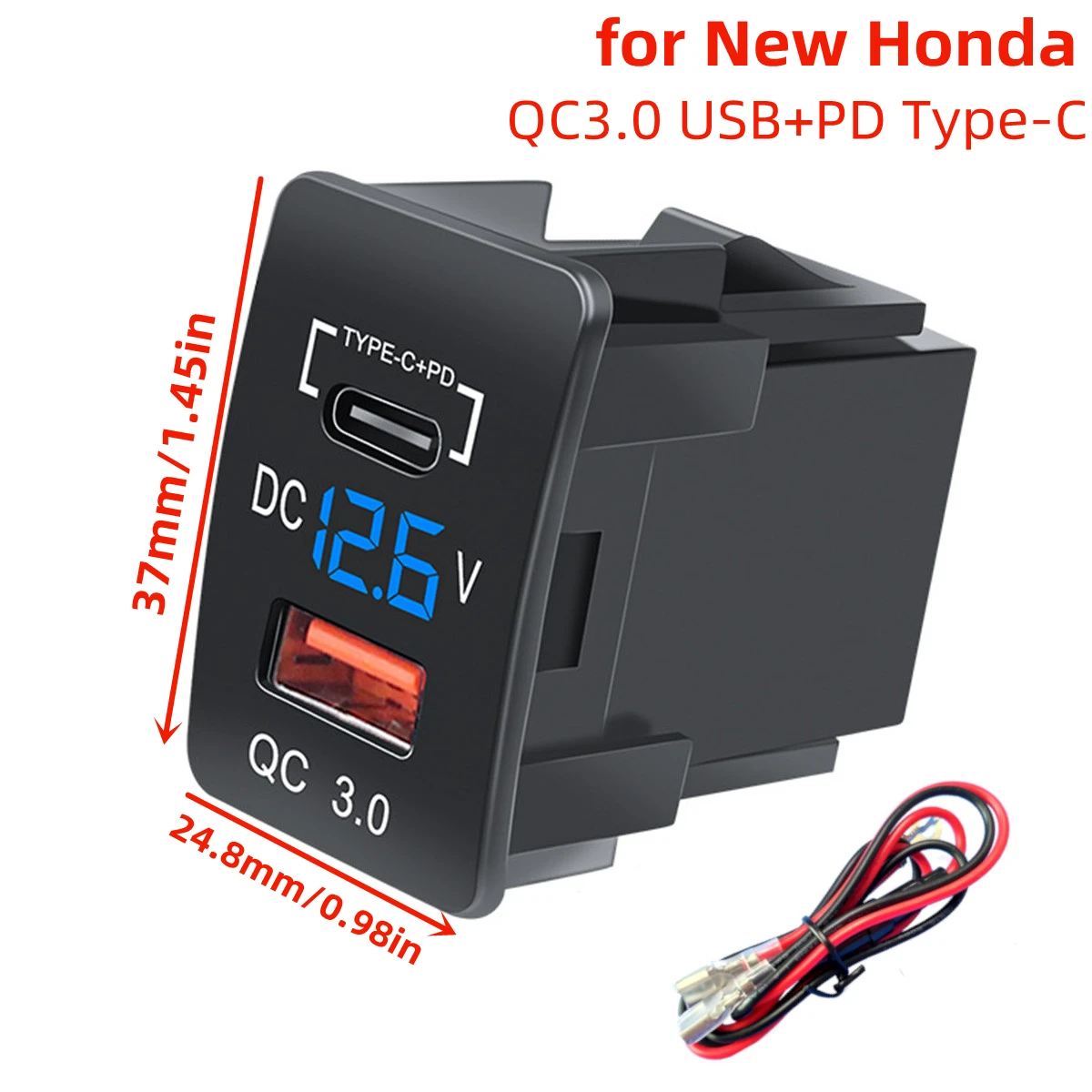 Ładowarka samochodowa 25x37mm QC3.0 USB PD Type-C Gniazdo szybkiego ładowania dla nowej Hondy Accord Civic… Ładowarka samochodowa 25x37mm QC3.0 USB PD Type-C Gniazdo szybkiego ładowania dla nowej Hondy Accord Civic…