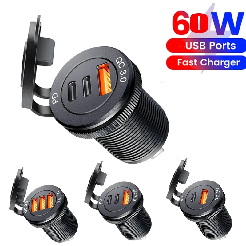 Ładowarka samochodowa USB C z gniazdem DC do super szybkiego ładowania QC3.0 i PD dla samochodów 12V/24V… Ładowarka samochodowa USB C z gniazdem DC do super szybkiego ładowania QC3.0 i PD dla samochodów 12V/24V…