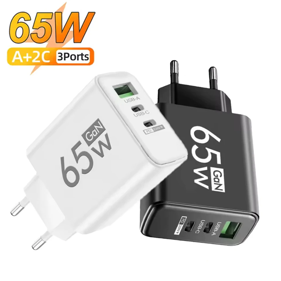 Ładowarka ścienna GaN 65W USB C do telefonu komórkowego PD Typ C Szybka Ładowarka Zasilacz do Samsung Xiaomi… Ładowarka ścienna GaN 65W USB C do telefonu komórkowego PD Typ C Szybka Ładowarka Zasilacz do Samsung Xiaomi…
