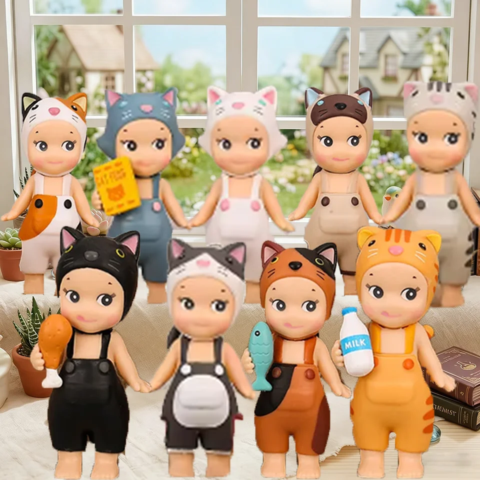 Lalki Mini Cat Life Series Blind Box Urocze Dziecięce Figurki w Ubrankach Kota Kawaii Ozdoby na Stół Figurka